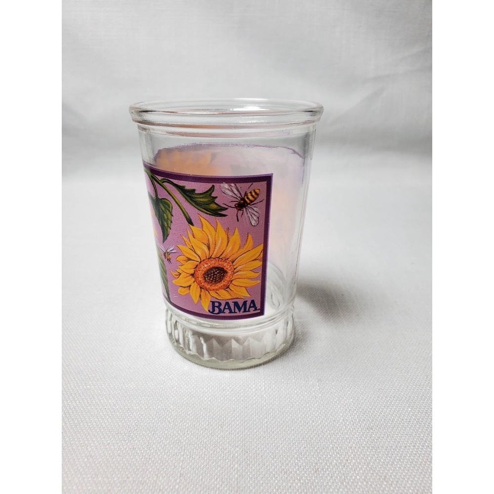 Vintage Bama Sunflower Jelly Jar Drinking Glass Cottagecore Farmhouse‎ Decor